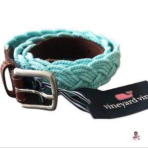 Vineyard Vines Distressed Braided Rope Belt size 34 Color: Crystal Blue NWOT